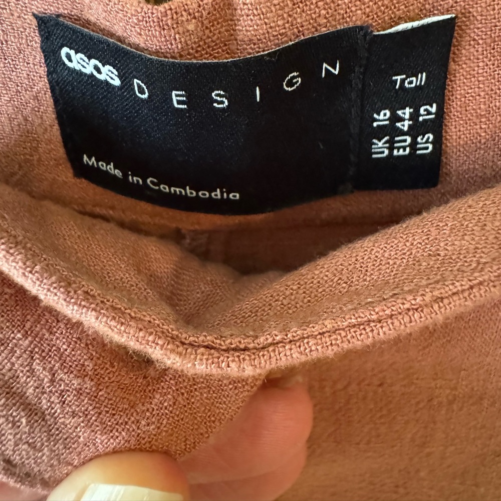 ASOS High-Rise Wide-Leg Pants in Apricot - size 12 tall - Picture 9 of 13